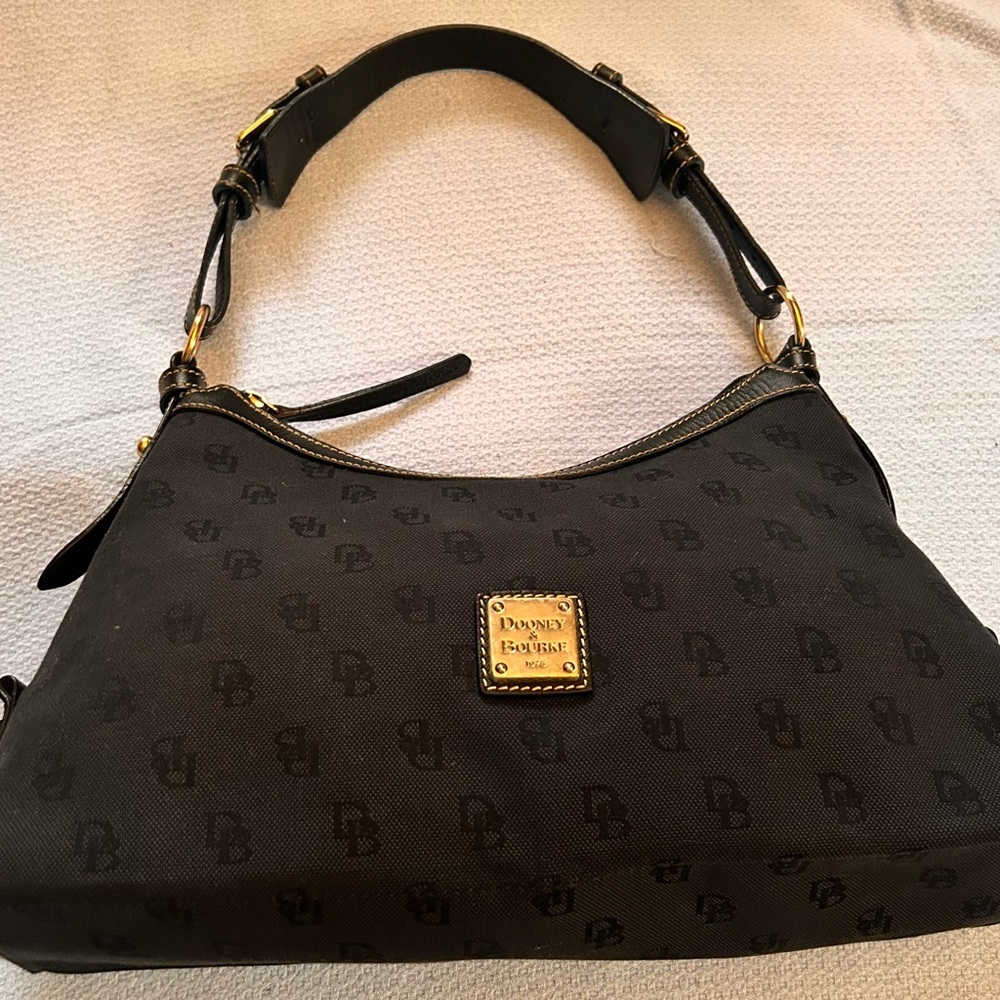 Vintage Dooney & Bourke Logo Jacquard Hobo Shoulder bag.